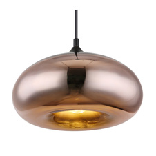 Závěsné svítidlo, kov černý, sklo s měděným povrchem, Ø280, V: 1200, bez žárovky 1xE27, max. 60W 230V