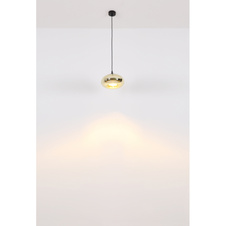 Závěsné svítidlo, kov černý, sklo s měděným povrchem, Ø280, V: 1200, bez žárovky 1xE27, max. 60W 230V