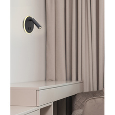 Nástěnné svítidlo, kov, černá, grafit, akryl opál, 2 vypínače samostatně zapínatelné, Ø15cm, H:15cm, včetně 1xLED 6W 230V, 770lm zdroj, 333lm výstup, 3000K, 1xLED 1W 230V, 116lm zdroj, 114lm výstup, 3000K