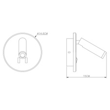 Nástěnné svítidlo, kov, černá, grafit, akryl opál, 2 vypínače samostatně zapínatelné, Ø15cm, H:15cm, včetně 1xLED 6W 230V, 770lm zdroj, 333lm výstup, 3000K, 1xLED 1W 230V, 116lm zdroj, 114lm výstup, 3000K