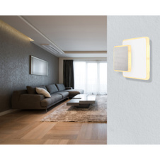 Nástěnné svítidlo, kov, bílá, akryl opál, malý čtverec otočný, ŠxV:17x20cm, H:6cm, včetně 1xLED 12W 230V, 1187lm zdroj, 870lm výstup, 3000K