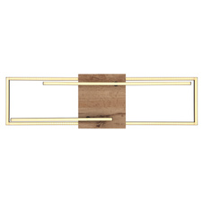 Stropní svítidlo, kov černý, MDF vzhled dřeva, plast opál, otočné, DxŠxV: 80x61x12cm, včetně LED 24W 230V, 3500lm zdroj, 1800lm výstup, 3000K