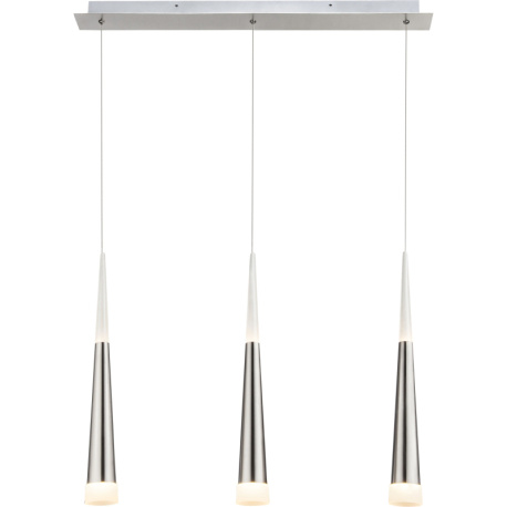 Závěsné svítidlo, kov nikl matný, akryl satinovaný, DxŠxV: 700x70x1200, včetně 3xLED 5W 20V, 400lm, 3000K.