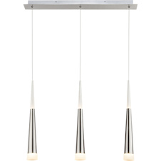 Závěsné svítidlo, kov nikl matný, akryl satinovaný, DxŠxV: 700x70x1200, včetně 3xLED 5W 20V, 400lm, 3000K.