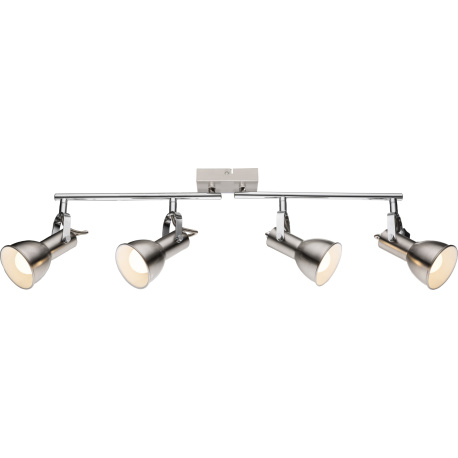 Stropní svítidlo, nikl matný, vnitřní část bílá, nastavitelná ramena, DxV: 600x210, H: 125, bez žárovek 4xE14, max. 40W 230V.