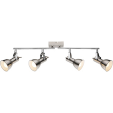 Stropní svítidlo, nikl matný, vnitřní část bílá, nastavitelná ramena, DxV: 600x210, H: 125, bez žárovek 4xE14, max. 40W 230V.