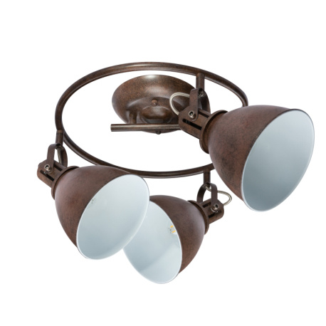 Stropní svítidlo, kov, imitace rzi, vnitřní část bílá, Ø 610, V: 210, bez žárovek 3xE14, max. 40W 230V.