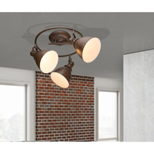 Stropní svítidlo, kov, imitace rzi, vnitřní část bílá, Ø 610, V: 210, bez žárovek 3xE14, max. 40W 230V.