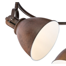 Stropní svítidlo, kov, imitace rzi, vnitřní část bílá, Ø 610, V: 210, bez žárovek 3xE14, max. 40W 230V.