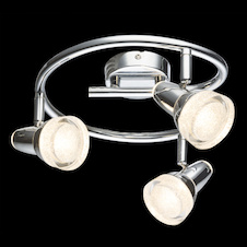 Stropní svítidlo, kov, chrom, plast, chrom, skleněné křišťály čiré, Ø25cm, V:17cm, včetně 3xLED 4W 230V, 200lm, 3000K.