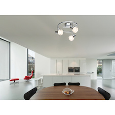 Stropní svítidlo, kov, chrom, plast, chrom, skleněné křišťály čiré, Ø25cm, V:17cm, včetně 3xLED 4W 230V, 200lm, 3000K.