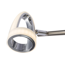 Nástěnné svítidlo, kov, nikl, chrom, satinovaný plast, vypínač, DxV: 300x165, včetně 2xLED 5W 230V, 310lm, 3000K.