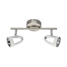 Nástěnné svítidlo, kov, nikl, chrom, satinovaný plast, vypínač, DxV: 300x165, včetně 2xLED 5W 230V, 310lm, 3000K.