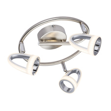 Stropní svítidlo, kov, nikl, chrom, satinovaný plast, Ø: 250, V: 165, včetně 3xLED 5W 230V, 310lm, 3000K.