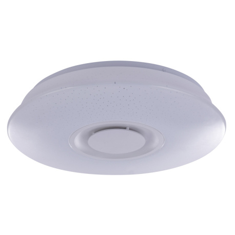 Stropní svítidlo, kov bílý, akryl opál, plast bílý, třpytivý efekt, reproduktor 5W, bluetooth, o 360, V: 80, včetně 1xLED 12W 230V, 720lm, 3000K