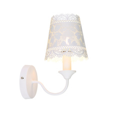 Nástěnné svítidlo, kov bílý, stínítko s dekorací květů, ŠxV: 150x280, AL: 160, bez žárovky 1xE14, max. 40W 230V