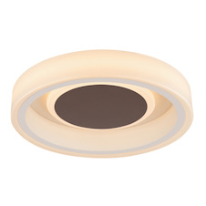 Stropní svítidlo, kov bílý, akryl opál, kov hnědý, Ø355, V: 90, včetně 1xLED 30W 230V, 1900lm, 3000K