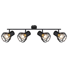 Stropní svítidlo, kov černý, kov černý, nastavitelné, DxŠxV: 700x130x225, bez žárovek, 4xE27, max. 40W 230V