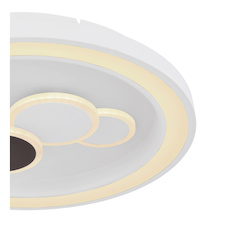 Stropní svítidlo,kov bílý,akryl,opál,kompatibilní s Google Assistant a Alexa, časovač,paměť.funkce, noční světlo, stmívatelné, dálk.ovládání, měnič a fixace barev, Ø480, V:82,LED 48W 230V,4800lm zdroj,1800lm výstup, RGB LED 5W, změna barvy 3000-6000K