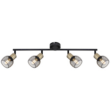 Stropní svítidlo, kov černý, mosaz, stínítko - kovová mřížka, nastavitelné, DxŠxV: 6x8x15cm, bez žárovek 4xE14, max. 40W 230V