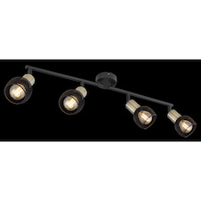 Stropní svítidlo, kov černý, mosaz, stínítko - kovová mřížka, nastavitelné, DxŠxV: 6x8x15cm, bez žárovek 4xE14, max. 40W 230V