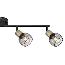 Stropní svítidlo, kov černý, mosaz, stínítko - kovová mřížka, nastavitelné, DxŠxV: 6x8x15cm, bez žárovek 4xE14, max. 40W 230V