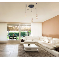 Závěsné svítidlo, kov černý matný, dřevo, Ø350, V: 1600, bez žárovek 3xE27, max. 60W 230V