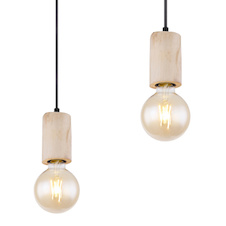 Závěsné svítidlo, kov černý matný, dřevo, Ø350, V: 1600, bez žárovek 3xE27, max. 60W 230V