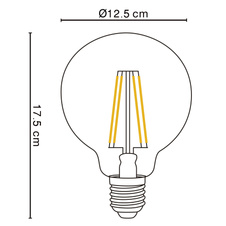 LED žárovka, průhledná, Ø125, V:175, 1xE27 LED 9W 230V, 1000lm, 3000K.