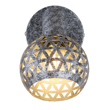 Nástěnné svítidlo, kov šedý antik, stínítko ručně malované, stínítko s dekorativním děrováním, ŠxV: 100x160, H: 135, bez žárovky 1xE14, max. 25W 230V