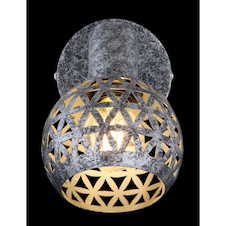 Nástěnné svítidlo, kov šedý antik, stínítko ručně malované, stínítko s dekorativním děrováním, ŠxV: 100x160, H: 135, bez žárovky 1xE14, max. 25W 230V