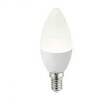 LED žárovka, keramika bílá, svíčkový tvar, Ø37, V:100, 1xE14 LED 5W 230V, 400lm, 4000K.