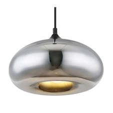 Závěsné svítidlo, kov černý, sklo s chromovým povrchem, Ø280, V: 1200, bez žárovky 1xE27, max. 60W 230V