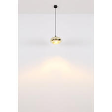 Závěsné svítidlo, kov černý, sklo s chromovým povrchem, Ø280, V: 1200, bez žárovky 1xE27, max. 60W 230V