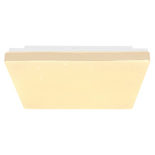 Stropní svítidlo, kov bílý, plast imitace dřeva, plast opál, třpytivý efekt, DxŠxV: 33x33x6cm, včetně 1xLED 12W 230V, 1600lm zdroj, 856lm výstup, 3000K