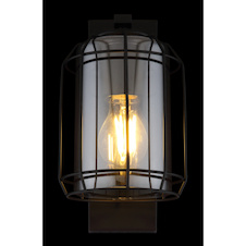 Nástěnné svítidlo, kov černý, kouřové sklo, svítí směrem dolů, ŠxV: 130x250, H: 165, bez žárovky 1xE27, max. 60W 230V