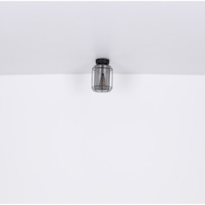 Nástěnné svítidlo, kov černý, kouřové sklo, svítí směrem dolů, ŠxV: 130x250, H: 165, bez žárovky 1xE27, max. 60W 230V