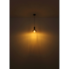 Závěsné svítidlo kov černý matný, kov imitace dřeva, sklo kouřové, kabel PVC černý, Ø:250mm, V:1200mm, bez žárovky 1x E27 LED 15W 230V