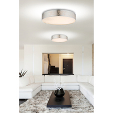 Stropní svítidlo, kov bílý, akryl, textil stříbrný, Ø 400, V: 105, včetně 1xLED 24W 24V, 1120lm, 3000K.