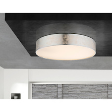 Stropní svítidlo, kov bílý, akryl, textil stříbrný, Ø 400, V: 105, včetně 1xLED 24W 24V, 1120lm, 3000K.