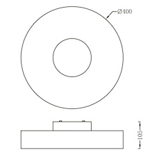 Stropní svítidlo, kov bílý, akryl, textil stříbrný, Ø 400, V: 105, včetně 1xLED 24W 24V, 1120lm, 3000K.
