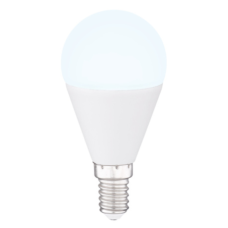 LED žárovka, plast opál bílý, ILLU, kompatibilní s Google Assistant a Alexa, mob. aplikace, dálkové ovládání, stmívatelné, měnič a fixace barvy, Ø4,7cm, V:9cm, E14 RGBW LED 5W 230V 470lm, změna barvy světla 2700-6500K