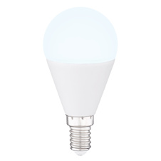 LED žárovka, plast opál bílý, ILLU, kompatibilní s Google Assistant a Alexa, mob. aplikace, dálkové ovládání, stmívatelné, měnič a fixace barvy, Ø4,7cm, V:9cm, E14 RGBW LED 5W 230V 470lm, změna barvy světla 2700-6500K