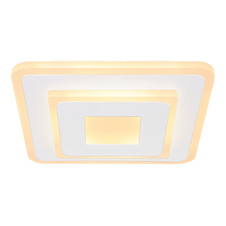 Stropní svítidlo, kov bílý, akryl opál, DxŠxV: 200x200x46 včetně 1xLED 12W 230V, 900lm, 3000K