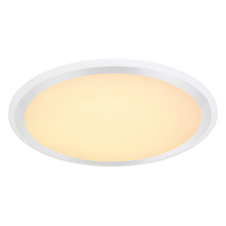 Stropní svítidlo, kov bílý, hliník, plast opál bílý, noční světlo, stmívatelné, dálkové ovládání, změna barvy, Ø500, V: 65, RGBW LED 48W 230V, 320-3200lm, změna barvy světla 3000-6000K