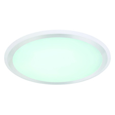 Stropní svítidlo, kov bílý, hliník, plast opál bílý, noční světlo, stmívatelné, dálkové ovládání, změna barvy, Ø500, V: 65, RGBW LED 48W 230V, 320-3200lm, změna barvy světla 3000-6000K