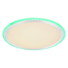 Stropní svítidlo, kov bílý, hliník, plast opál bílý, noční světlo, stmívatelné, dálkové ovládání, změna barvy, Ø500, V: 65, RGBW LED 48W 230V, 320-3200lm, změna barvy světla 3000-6000K