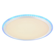 Stropní svítidlo, kov bílý, hliník, plast opál bílý, noční světlo, stmívatelné, dálkové ovládání, změna barvy, Ø500, V: 65, RGBW LED 48W 230V, 320-3200lm, změna barvy světla 3000-6000K