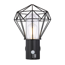 Venkovní svítidlo, nerez ocel černá, kov černý, plast průhledný, IP44, snímač: V: 1,8m, 90°, dosah max. 8m, ŠxV: 225x340, H: 275, bez žárovky 1xE27 LED, max. 15W 230V