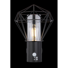 Venkovní svítidlo, nerez ocel černá, kov černý, plast průhledný, IP44, snímač: V: 1,8m, 90°, dosah max. 8m, ŠxV: 225x340, H: 275, bez žárovky 1xE27 LED, max. 15W 230V